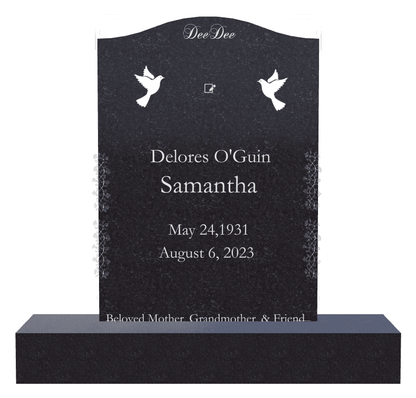 Serpentine Traditional Engraved Headstone – Dove Flower Headstone preview