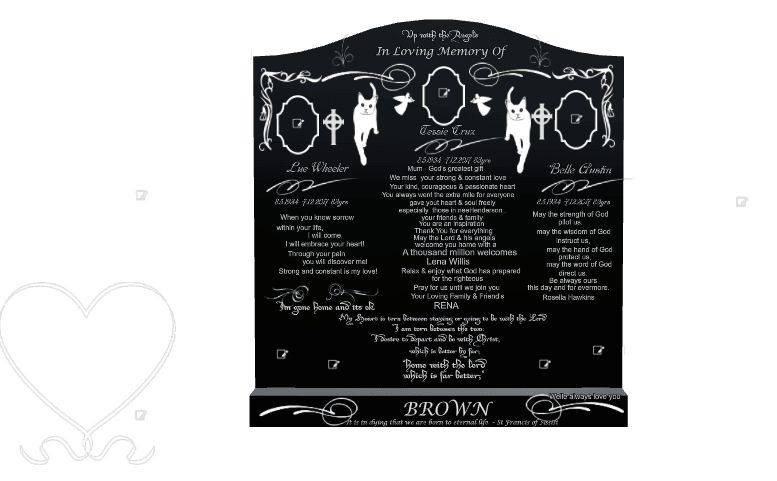 Serpentine Laser-Etched Black Granite Headstone – In Loving Memory preview