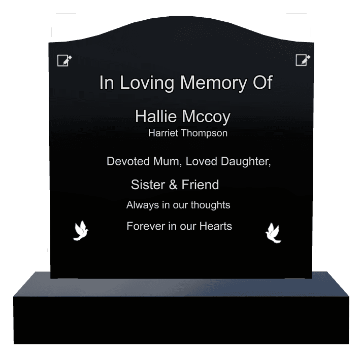 Serpentine Laser-Etched Black Granite Headstone – Forever in Our Hearts preview
