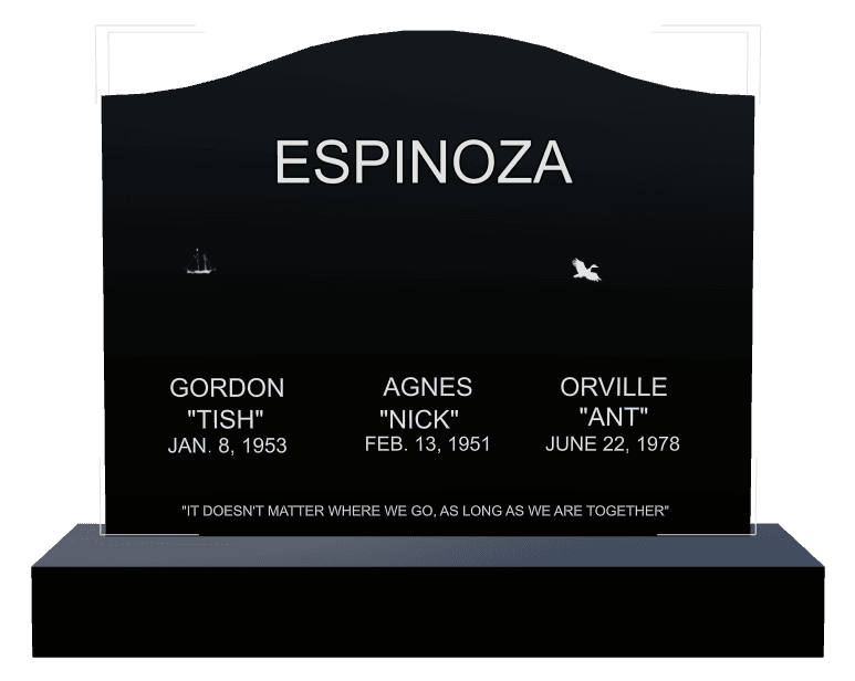 Serpentine Laser-Etched Black Granite Headstone – Duck Headstone preview