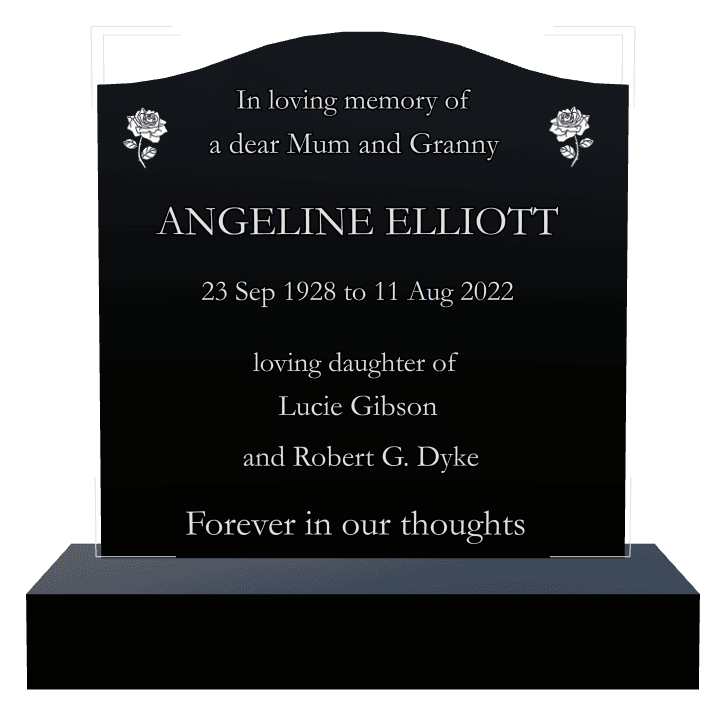 Serpentine Laser-Etched Black Granite Headstone – In Loving Memory preview