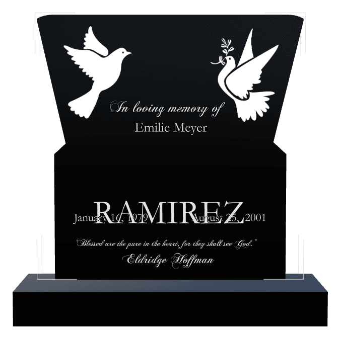 Laser-Etched Black Granite Headstone – In Loving Memory preview