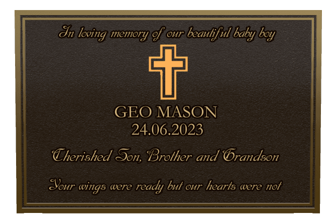 Rectangle (landscape) Bronze Plaque – cross preview