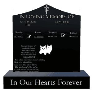 Curved Peak - In Our Hearts Forever Headstone memorial design preview