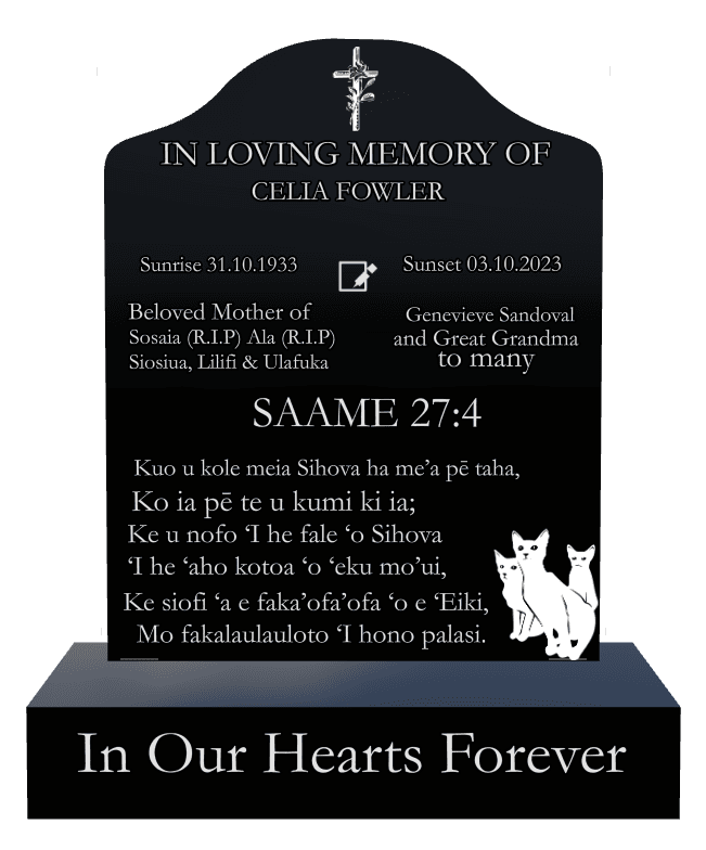 Laser-Etched Black Granite Headstone – In Our Hearts Forever preview