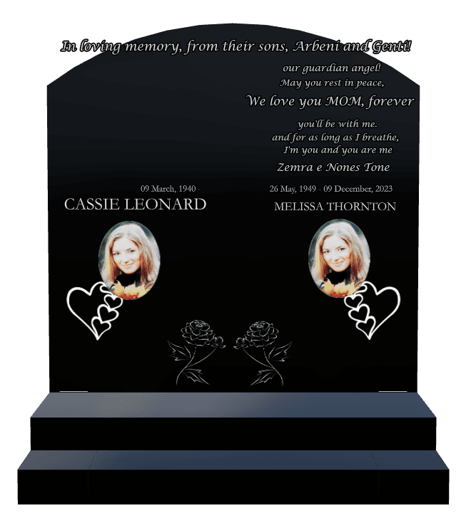 Curved Top Laser-Etched Black Granite Headstone – Rest in Peace Headstone preview