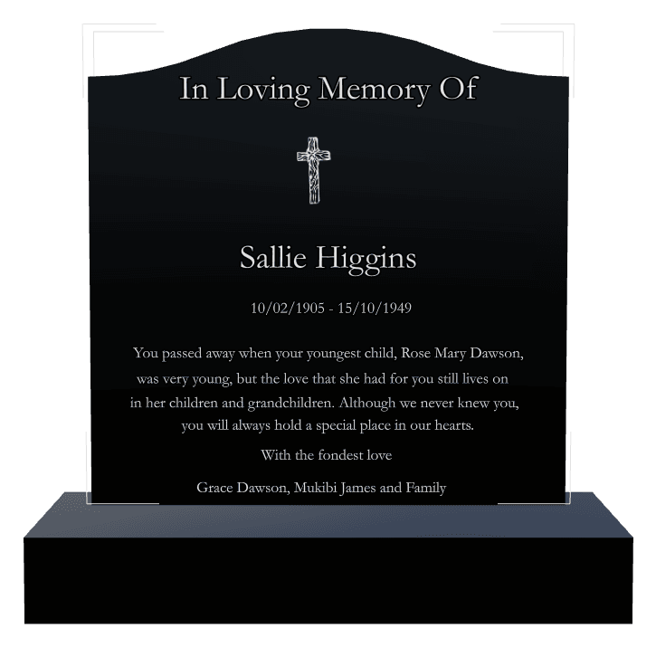 Serpentine Laser-Etched Black Granite Headstone – In Loving Memory preview