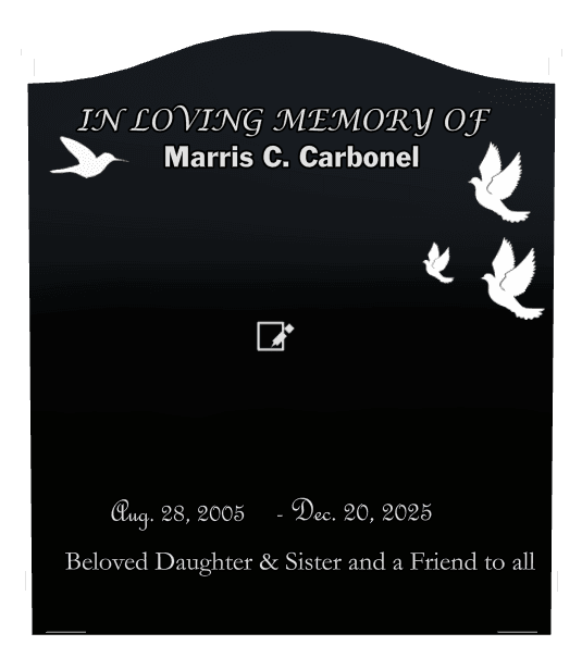 Serpentine Laser-Etched Black Granite Headstone – Beloved Daughter preview