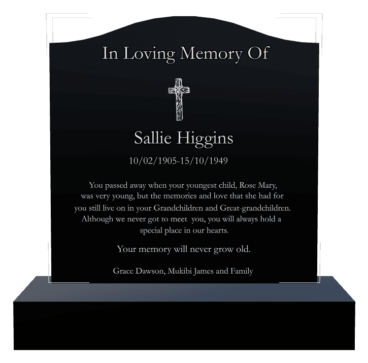 Serpentine Laser-Etched Black Granite Headstone – In Loving Memory preview