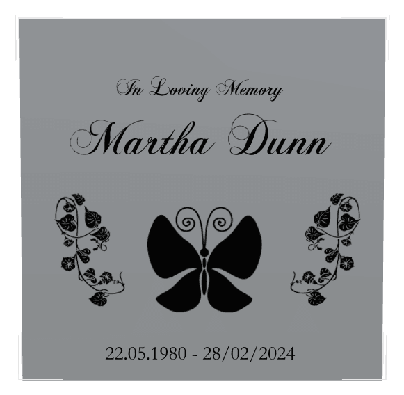 Rectangle (portrait) Stainless Steel Plaque – butterflies and flower preview