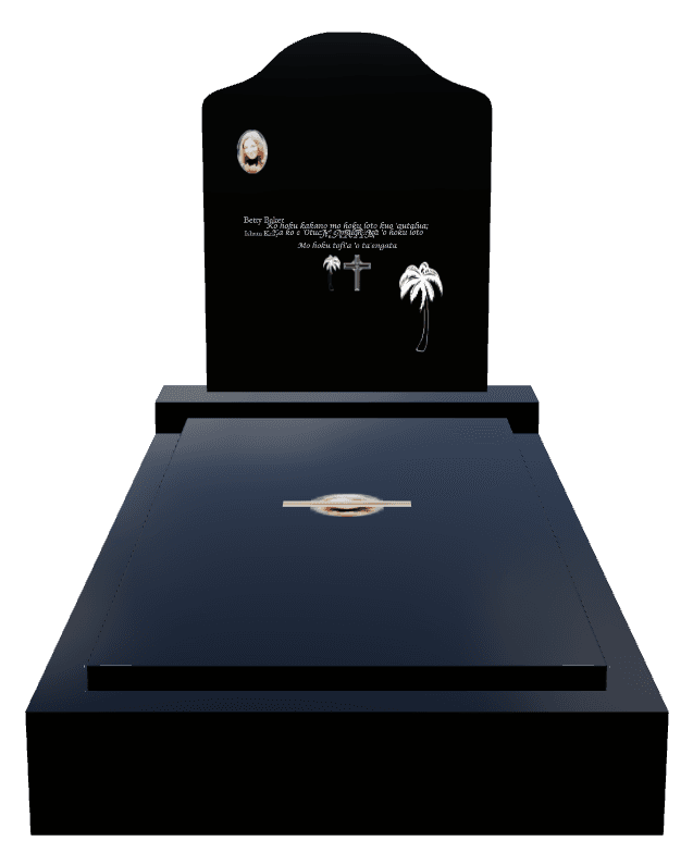Laser-Etched Black Granite Monument – Cross Flower preview