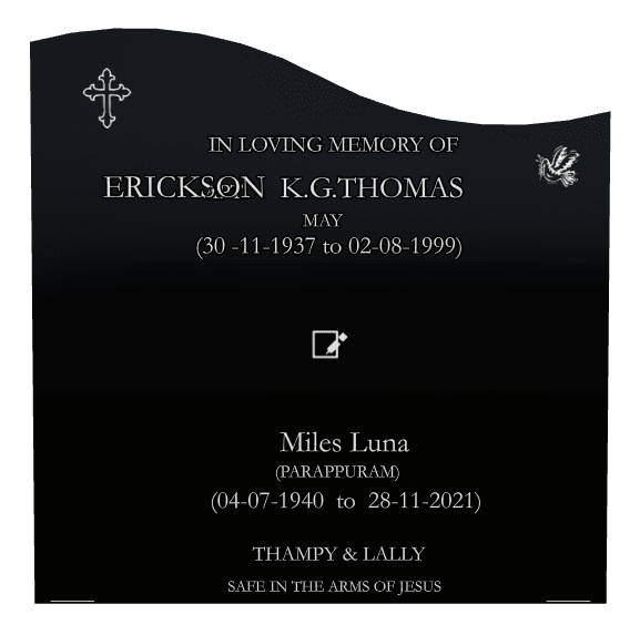Left Wave Laser-Etched Black Granite Headstone – Safe in The Arms of Jesus preview