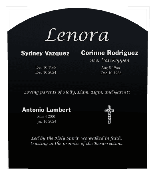 Curved Top Laser-Etched Black Granite Headstone – Religious preview