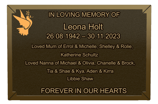 Rectangle (landscape) Bronze Plaque – dove preview