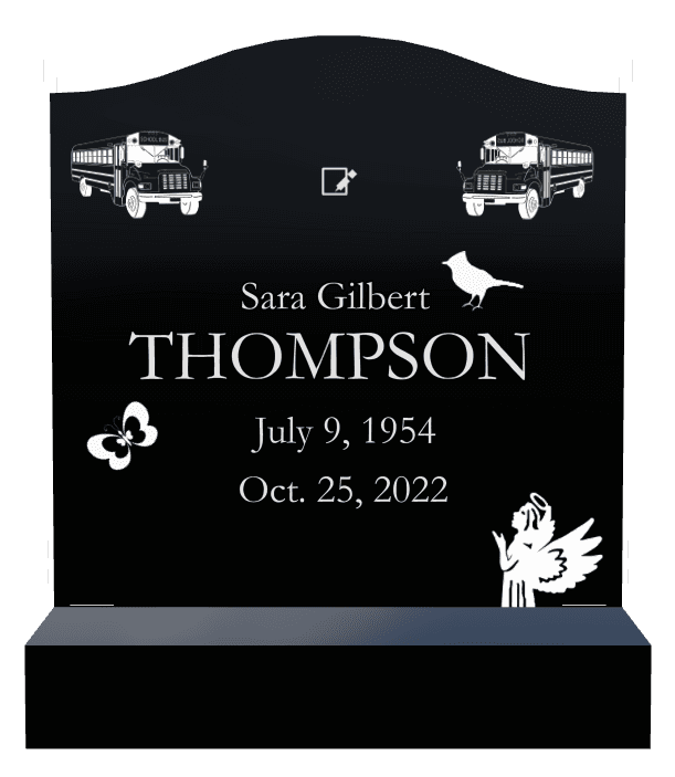 Serpentine Laser-Etched Black Granite Headstone – Angel Bird preview
