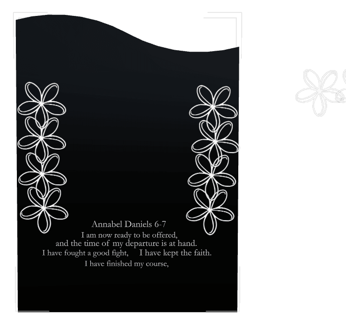 Left Wave Laser-Etched Black Granite Headstone – Kept The Faith preview