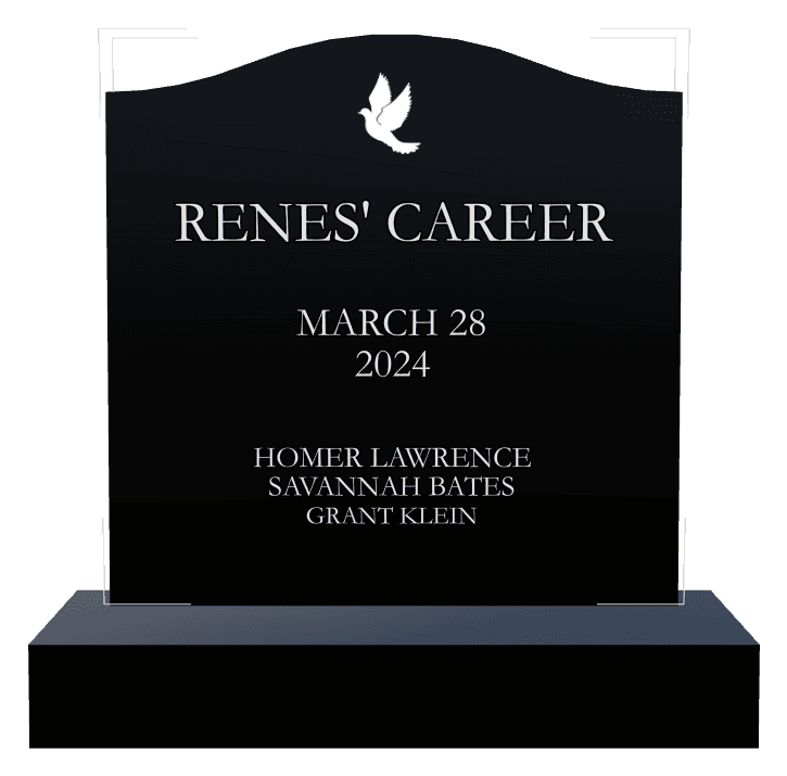 Serpentine Laser-Etched Black Granite Headstone – Birds preview