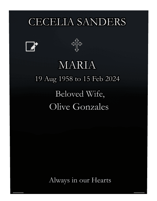Square Laser-Etched Black Granite Headstone – Always in Our Hearts Headstone preview