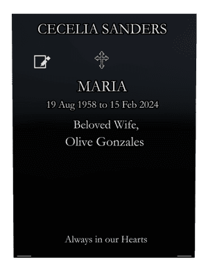 Wife Memorial memorial design preview