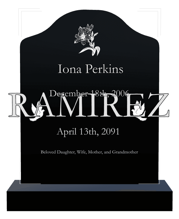 Laser-Etched Black Granite Headstone – Beloved Daughter preview