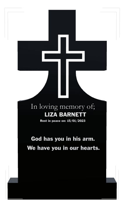 Laser-Etched Black Granite Headstone – Rest in Peace preview