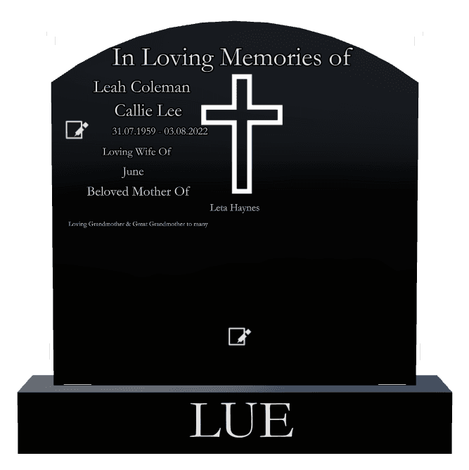Curved Top Laser-Etched Black Granite Headstone – Loving Wife Headstone preview