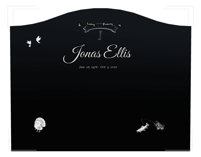Serpentine Laser-Etched Black Granite Headstone – Bird Birds preview