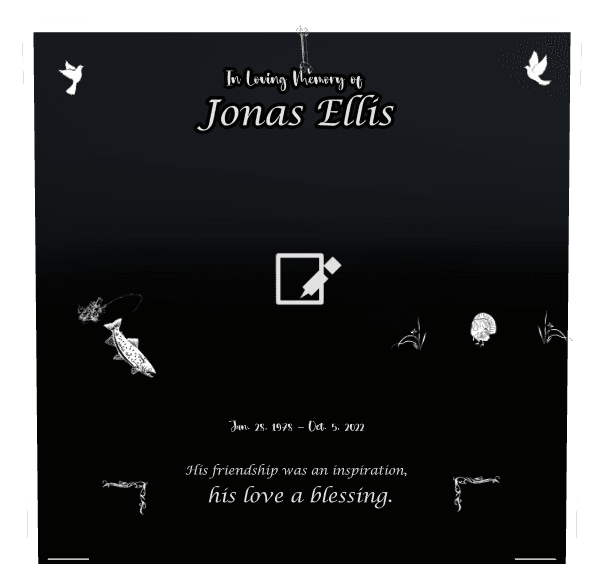 Square Laser-Etched Black Granite Headstone – In Loving Memory preview