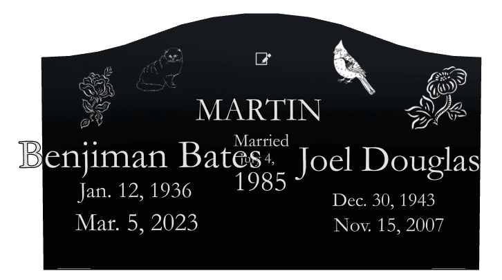 Serpentine Laser-Etched Black Granite Headstone – Samuel preview