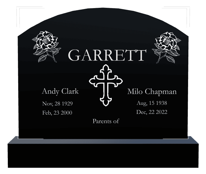 Curved Top Laser-Etched Black Granite Headstone – John preview