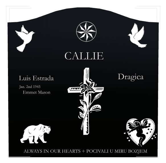 Serpentine Laser-Etched Black Granite Headstone – Always in Our Hearts preview