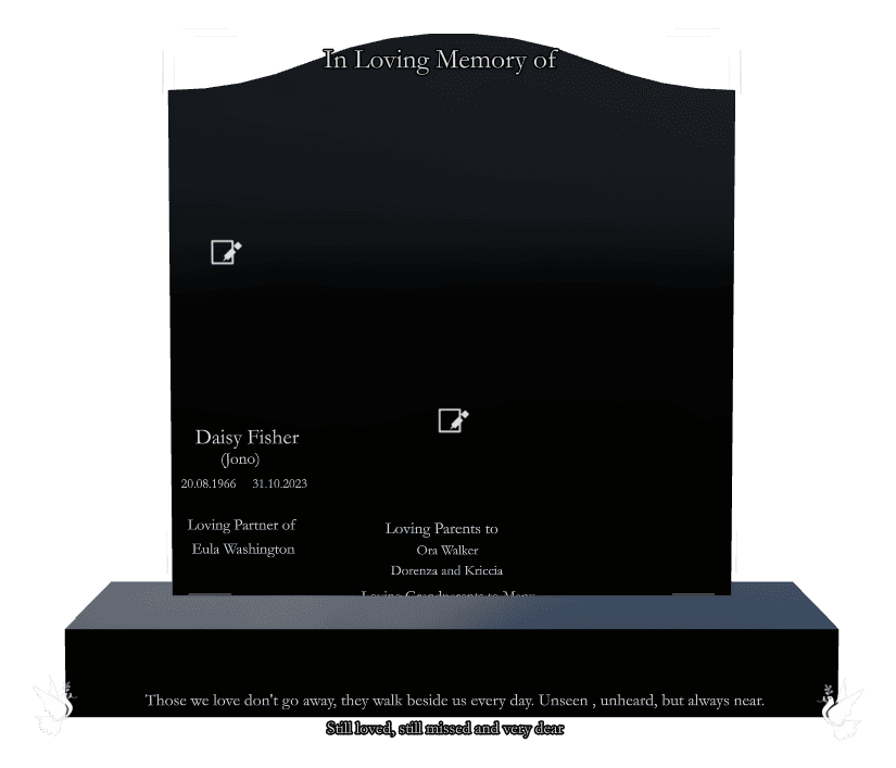 Serpentine Laser-Etched Black Granite Headstone – They Walk Beside us Every Day preview