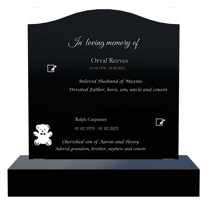 Serpentine Laser-Etched Black Granite Headstone – Devoted Father preview