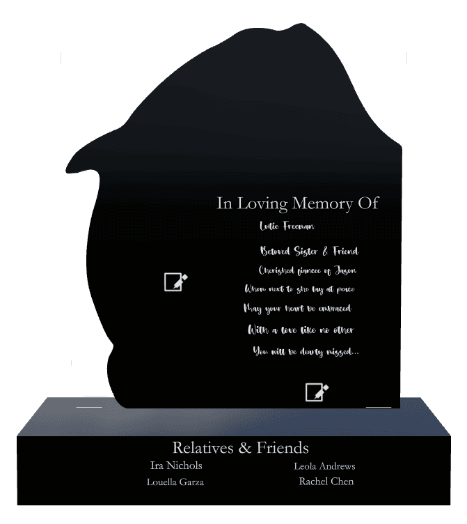 Laser-Etched Black Granite Headstone – Beloved Sister preview