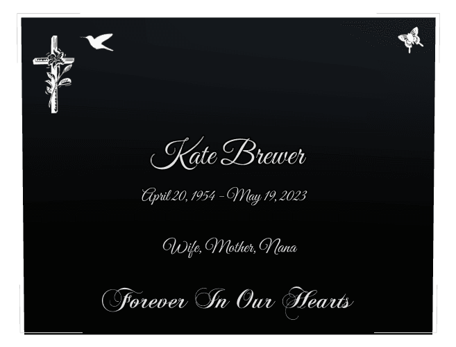 Square Laser-Etched Black Granite Headstone – Forever in Our Hearts preview