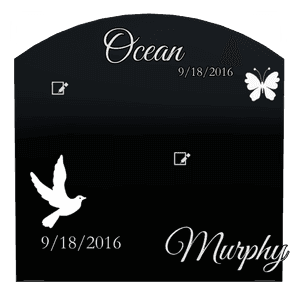 Curved Top - Butterflies Dove memorial design preview