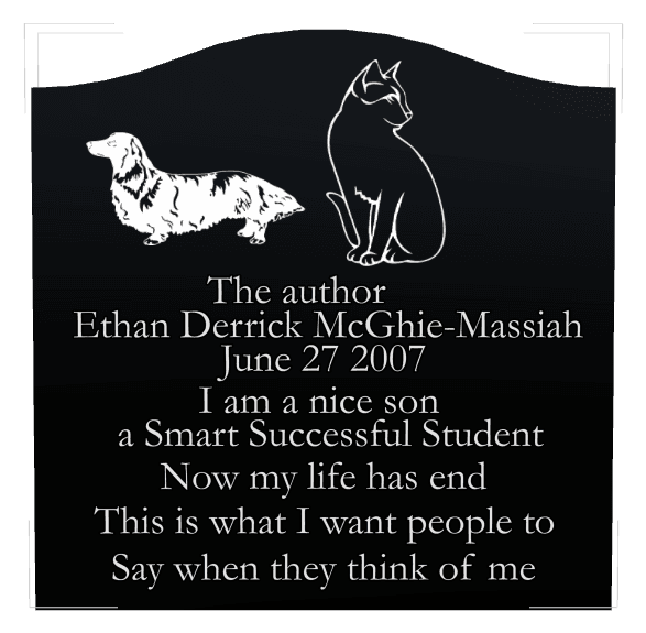Serpentine Laser-Etched Black Granite Headstone – Cat Dog preview