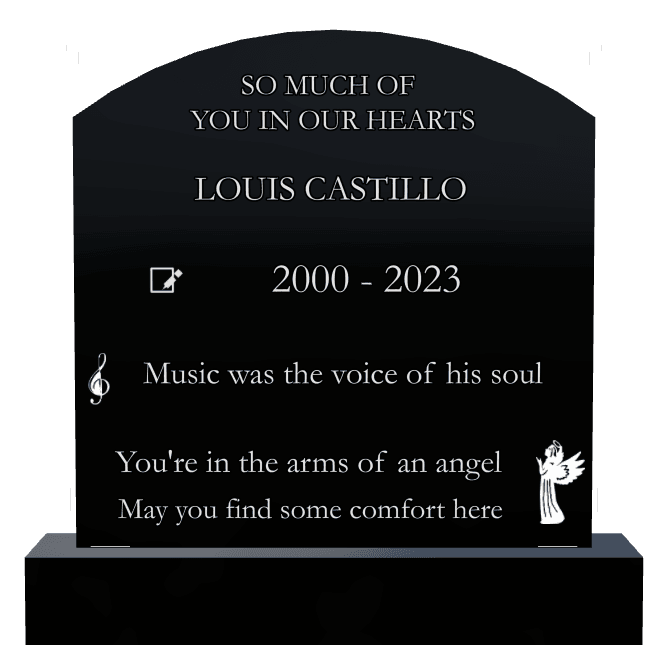 Curved Top Laser-Etched Black Granite Headstone – Isaiah preview