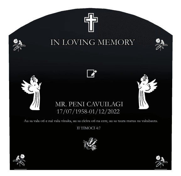 Curved Top Laser-Etched Black Granite Headstone – In Loving Memory preview