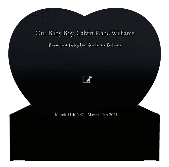 Heart Laser-Etched Black Granite Headstone – Baby Memorial preview