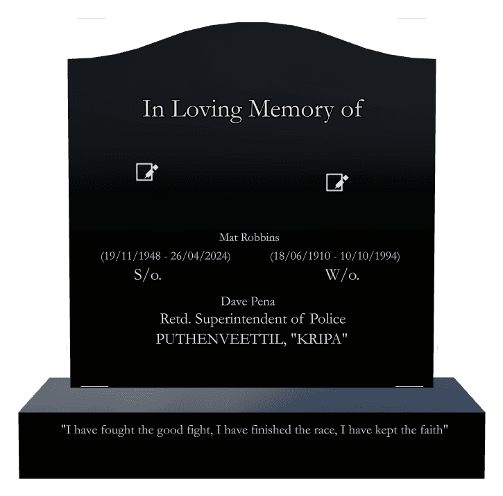 Serpentine Laser-Etched Black Granite Headstone – Fought The Good Fight preview