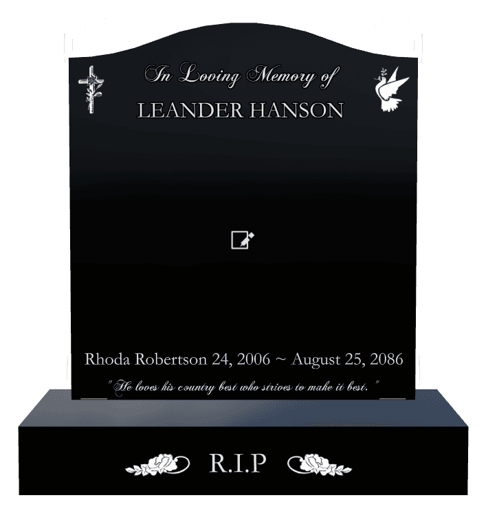 Serpentine Laser-Etched Black Granite Headstone – In Loving Memory preview