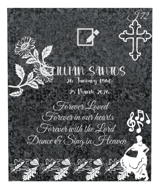 Rectangle (portrait) Traditional Engraved Plaque – cross and flower preview