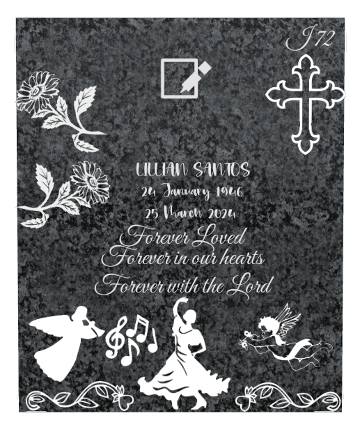 Rectangle (portrait) Traditional Engraved Plaque – angel, cross and flower preview