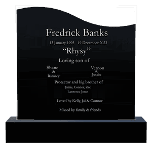 Left Wave - Son Headstone memorial design preview