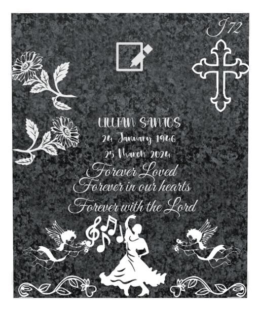 Rectangle (portrait) Traditional Engraved Plaque – cross and flower preview
