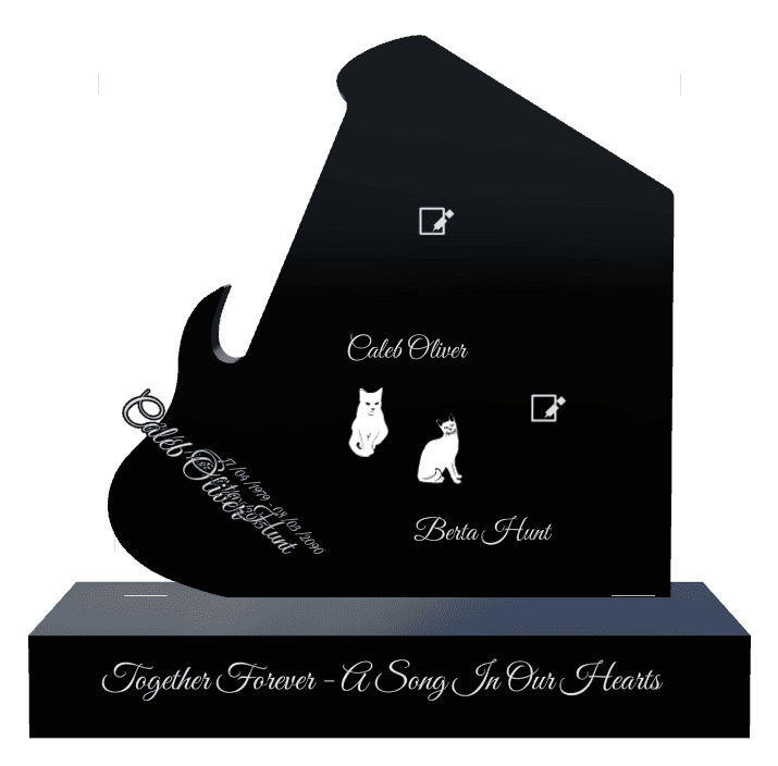 Laser-Etched Black Granite Headstone – Together Forever preview