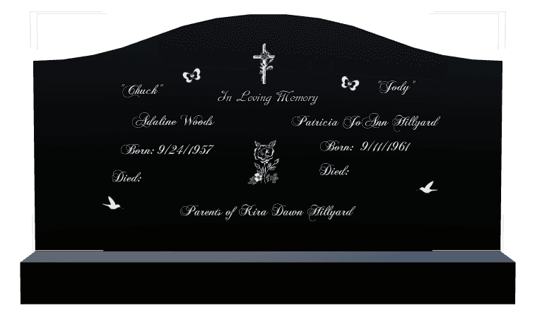 Serpentine Laser-Etched Black Granite Headstone – In Loving Memory preview