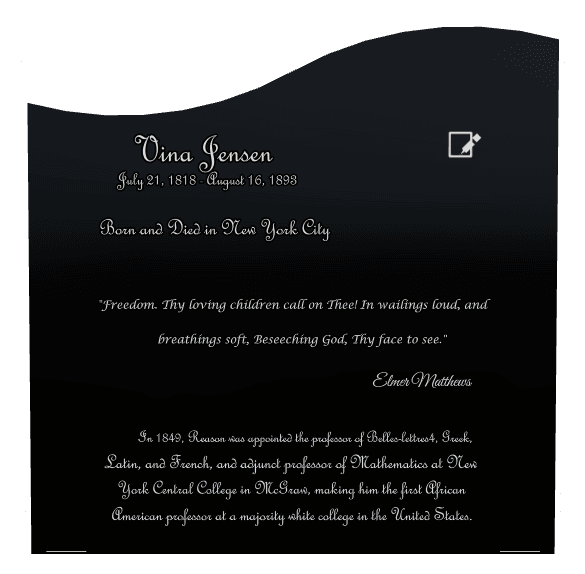 Right Wave Laser-Etched Black Granite Headstone – Teacher preview