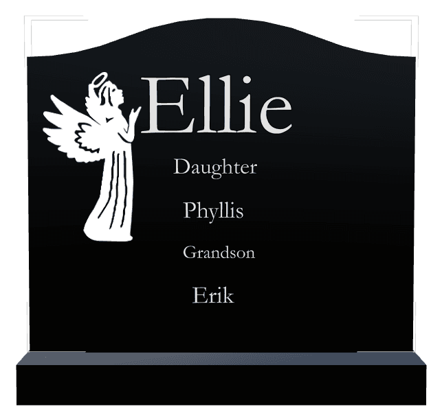 Serpentine Laser-Etched Black Granite Headstone – Angel Headstone preview